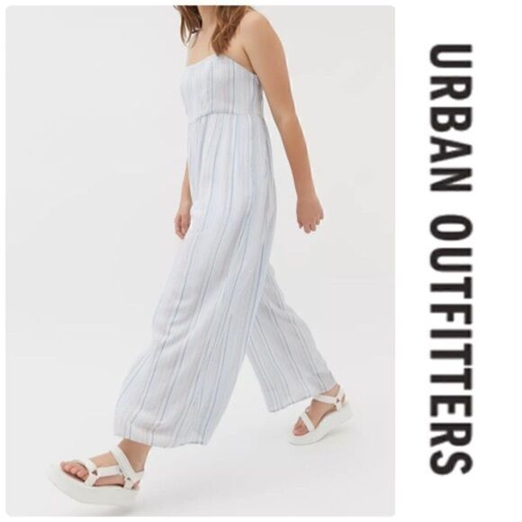 Urban Outfitters Blue Taylor Striped Jumpsuit - Picture 1 of 10